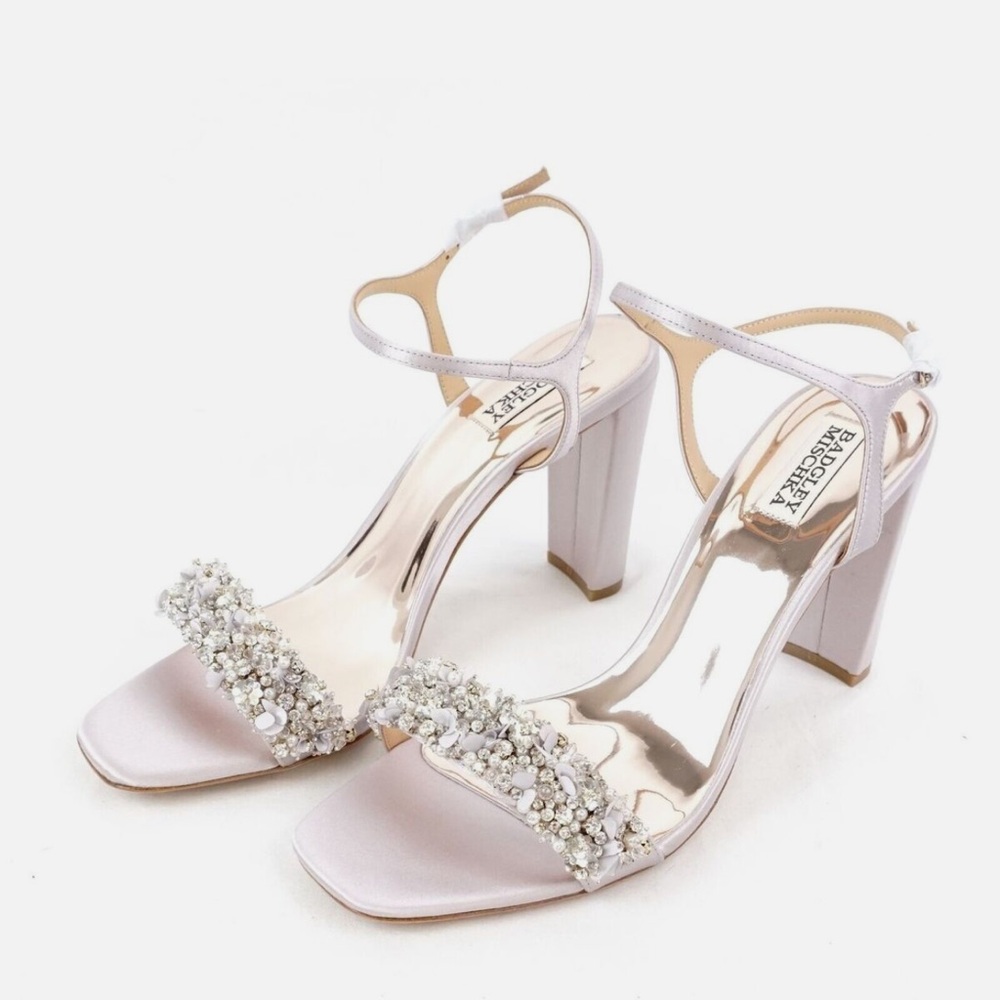 Badgley Mischka Women's Embellished Cocktail Sandals Evening Shoe Satin